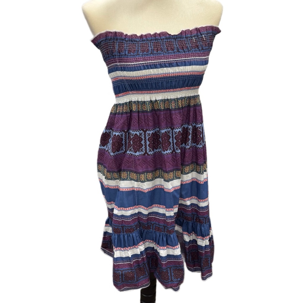 Boho Off-Shoulder Dress in Purple and Blue